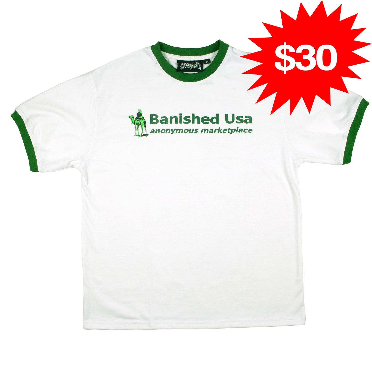 Banished Road Ringer Tee (Green & White)