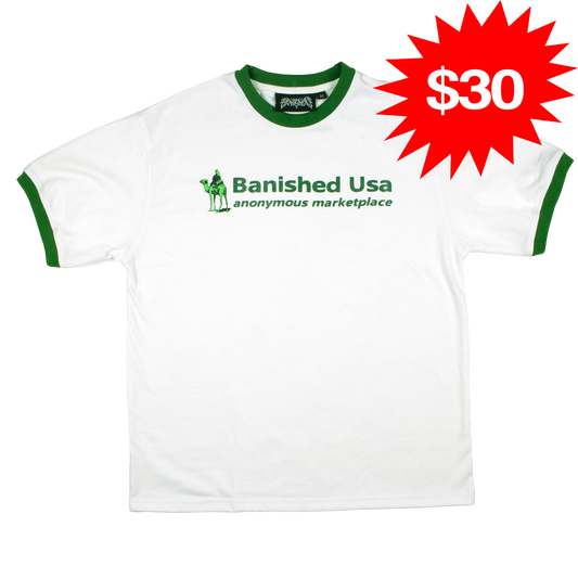 Banished Road Ringer Tee (Green & White)